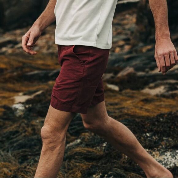Taylor Stitch The Morse Short in Brick Red Slub Linen Blend Shorts Variety - Picture 5 of 14